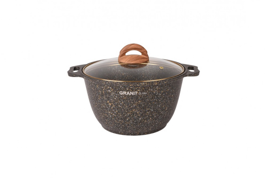 Кастрюля 4л со стекл. крышкой, АП линия "Granit ultra" (black-gold) кгбг42а Кастрюля 4л со стекл. крышкой, АП линия "Granit ultra" (black-gold) кгбг42а