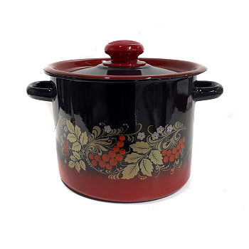 Кастрюля 3,5л цилиндрическая декор красно-черная С1612.38 Кастрюля 3,5л цилиндрическая декор красно-черная С1612.38