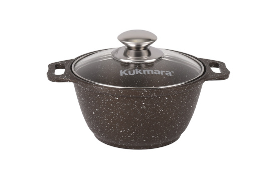 Кастрюля 1,0л со стекл. кр. АП (кофейный мрамор) кмк12а