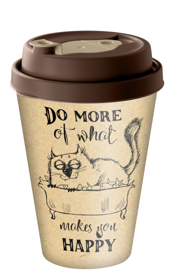 Стакан с крышкой 420 мл с декором с клапаном "my cats" (темно-коричневый) 223106224/01