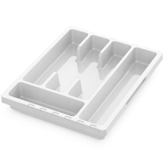 Лоток для столовых приборов раздвижной "Смарт" белый С424БЕЛ