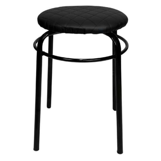 Табурет "Люкс" с кольцом к\з стег.Черный н.черные