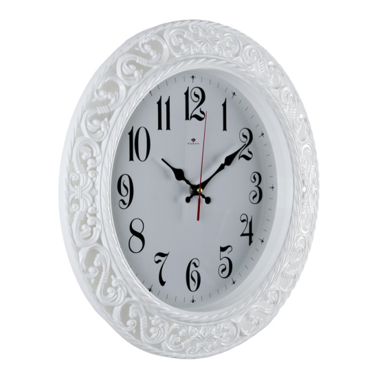 4051-103W Часы настенные "Рубин" Классика круг с узором d=39,5см, корпус белый