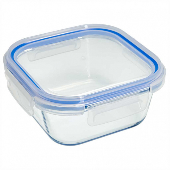 Форма квадратная с герм.крышкой из жаропроч.стекла 0,8л "Забава" 15,2*15,2*6,2см РК-0105/2