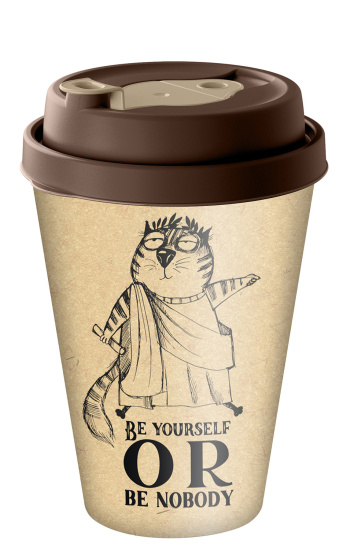 Стакан с крышкой 420 мл с декором с клапаном "my cats" (темно-коричневый) 223106224/01