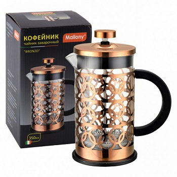 Чайник/кофейник (кофе-пресс) стекл. 350мл, в корп из нерж. 950153