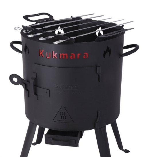 Подставка для шампуров на учаг для казана 9л (с шампурами 5шт) пшу03,,
