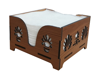 Салфетница резная-квадратная Орех с салфетками Т-5