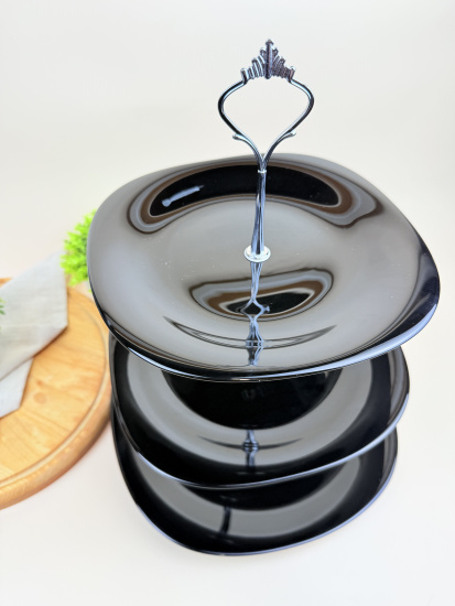 Ваза для фруктов 3-х ярусная Lavenir "Square soft color" 21,5/24/28 см LFP3AT BLACK 00107100