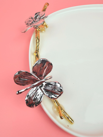 Блюдо белое с бабочками OLS-9326-1