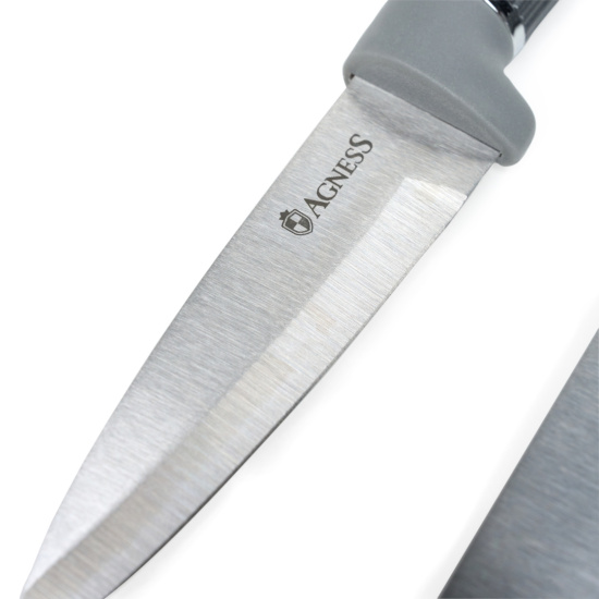 НАБОР AGNESS ИЗ 10ПР: 5 НОЖЕЙ, 4 ДОСКИ И ПОДСТАВКА, ЦВЕТ: ЧЕРНО-СЕРЫЙ (671-215)