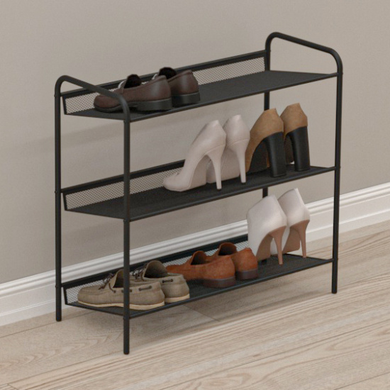 Подставка для обуви 3-х полочная "Женева 23"  (черный)