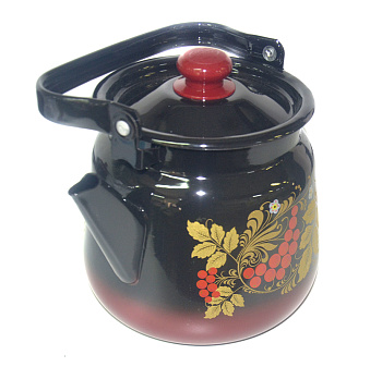 Чайник для плиты 3,5л эмаль С2716.38 сфер. декор красно-чёрный с кнопкой Чайник для плиты 3,5л эмаль С2716.38 сфер. декор красно-чёрный с кнопкой