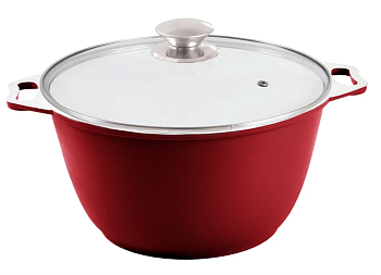 Кастрюля 8,0л со стеклянной крышкой ДП (бордо) к83б