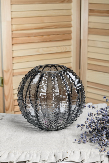 Ваза "Плиссе" малая d-170мм h-160мм арт.1901-Н5 "Графит"