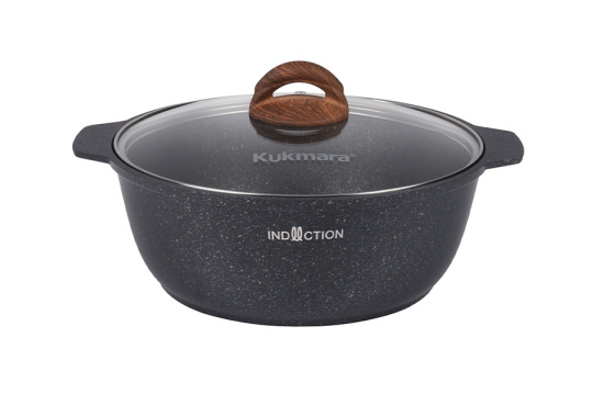 Кастрюля-жаровня 4л со стеклянной крышкой, АП линия "Granit Ultra Induction" (blue) жгги41а