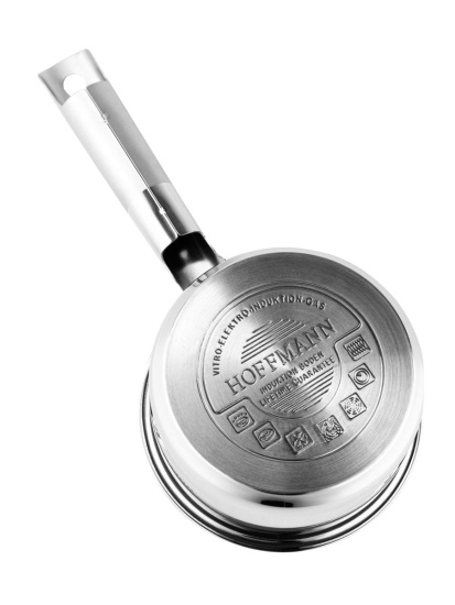 Ковш с крышкой нержавеющая  сталь 3-х сл. капс. дно 0,8 л. (12 см) НМ 5312-1 Ковш с крышкой нержавеющая  сталь 3-х сл. капс. дно 0,8 л. (12 см) НМ 5312-1