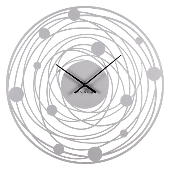 Часы настенные из металла, 50см, открытая стрелка, серебро "Молекула" "Рубин" 5018-002