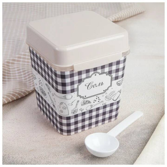 Ёмкость "Плетёнка" (соль) 1,2л. с ложкой М4832