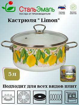 Кастрюля 5,0л цил. Limon 1SB245S белосн. Кастрюля 5,0л цил. Limon 1SB245S белосн.