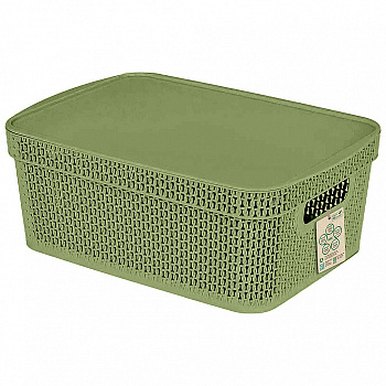Корзина для хранения Keeplex Green Republic с крышкой 5л 28,1х18,5х13,9см полынь KL411311049  Корзина для хранения Keeplex Green Republic с крышкой 5л 28,1х18,5х13,9см полынь KL411311049