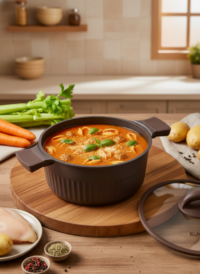 Кастрюля 4,2л со стеклянной крышкой, АП линия "Stella" (mokko) ксм42а 