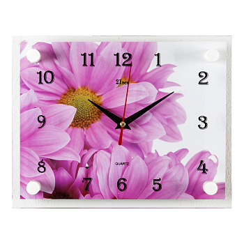 2026-1232 Часы настенные "Розовые хризантемы"