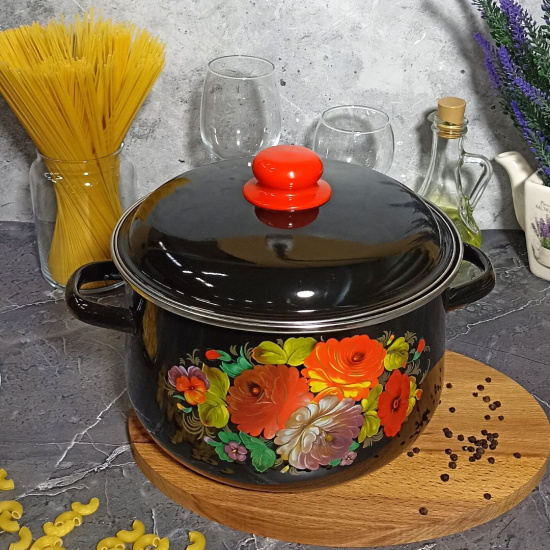 Кастрюля конич. 5,5 л. черн. Жостово 1с47я Кастрюля конич. 5,5 л. черн. Жостово 1с47я