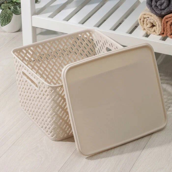 Корзина "Плетенка" (350*290*225) с крыш. бежев. М3552