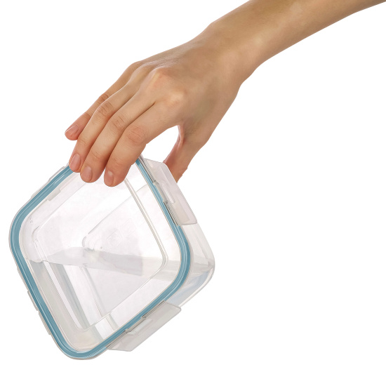 Контейнер для продуктов герметичный квадратный 0,8л с защелками (бесцветный) 221103318/02  Контейнер для продуктов герметичный квадратный 0,8л с защелками (бесцветный) 221103318/02