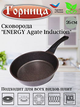 Сковорода 260/69мм ENERGY Agate Induction с пласт/руч. без кр., Ис8261A Сковорода 260/69мм ENERGY Agate Induction с пласт/руч. без кр., Ис8261A