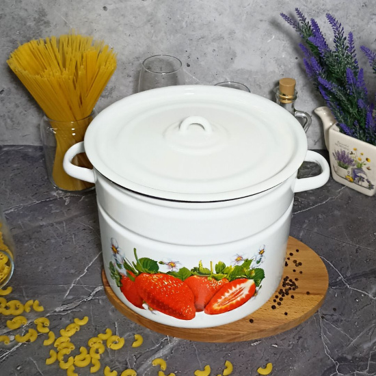 Кастрюля 9,0л цил. белосн. Клубника садовая 1с200с Кастрюля 9,0л цил. белосн. Клубника садовая 1с200с