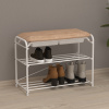 Подставка для обуви "Альфа 23" с сиденьем и ящиком (Белый) (3-х полочная,60см)