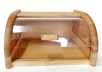 Хлебница деревянная большая с прозрачной крышкой 40-12