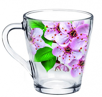 Кружка для чая 250мл. арт. 1649-Д (Живая природа. Сакура)