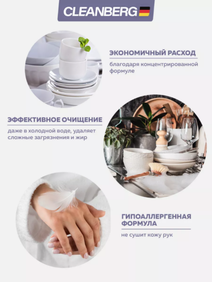 Гель для мытья посуды аромат цитрус 1л ТМ CLEANBERG АРТ: 4670157463278