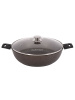 Сотейник 300/85мм со съемными ручками, стеклянной крышкой АП (кофейный мрамор) смк308а