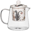 ЧАЙНИК СТЕКЛЯННЫЙ С СИТОМ LEFARD "ПАРИЖСКИЕ КОТЫ" 400 МЛ (КОР=36ШТ.) (104-834)