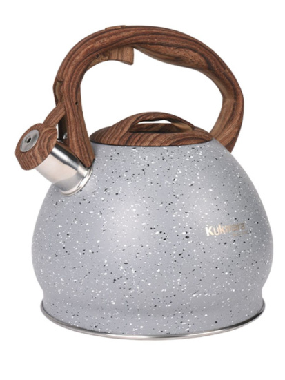 Чайник 3,4л со свистком из нержавеющей стали серый мрамор "Grey" kuk-07/3103455