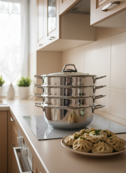 80192 Мантоварка 26см нерж. 3-х ярусная 