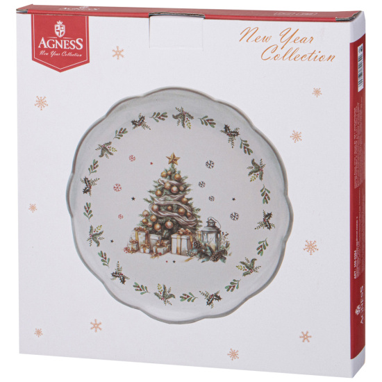 ТАРЕЛКА ОБЕДЕННАЯ AGNESS “С НОВЫМ ГОДОМ!" 24,5*2,5 СМ 358-2264