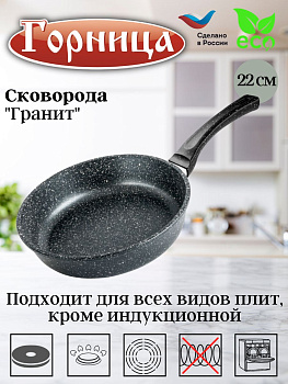 Сковорода 220/55мм с пластиковой ручкой без крышки с2251аг