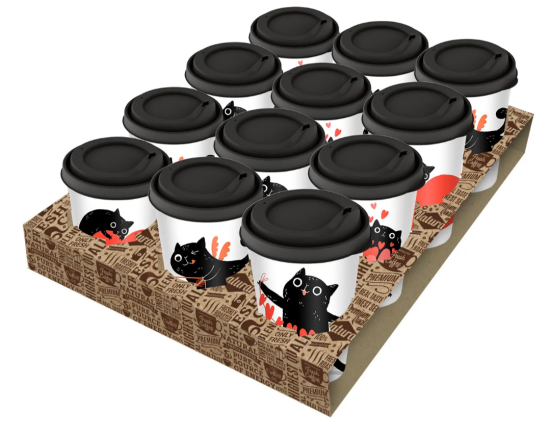 Стакан с крышкой 420мл с декором (черный) 222123830/01