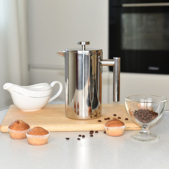 Френч-пресс из нержавеющей стали, с двойными стенками, 1000мл ФП-01