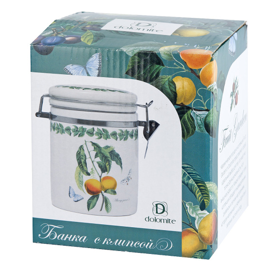 Банка для сыпучих продуктов (клипс)"Fruit Garden" 15х10х14см v=630мл (керамика) L2521151