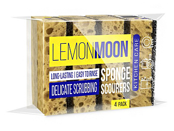 Губка для посуды 96х64х33 ретикулированная 4 шт. Lemon Moon Арт. L103