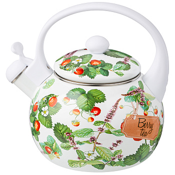 ЧАЙНИК AGNESS ЭМАЛИРОВАННЫЙ СО СВИСТКОМ СЕРИЯ "ФРУКТОВАЯ КОРЗИНА", 2,2Л, ИНДУКЦИОННОЕ ДНО (934-569)