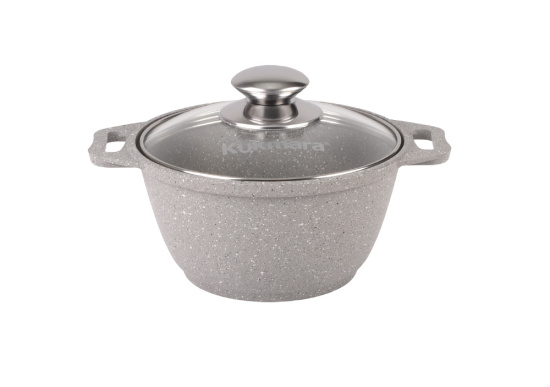 Кастрюля 1,0л со стекл. кр. АП (светлый мрамор) кмс12а