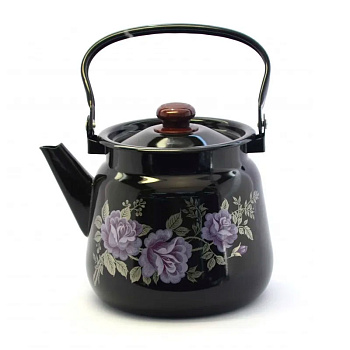 Чайник для плиты 3,5л эмаль С2716.36 сфер. декор черный с кнопкой Чайник для плиты 3,5л эмаль С2716.36 сфер. декор черный с кнопкой