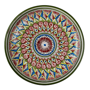 Ляган 30см, плоский Риштанская керамика Салатовый